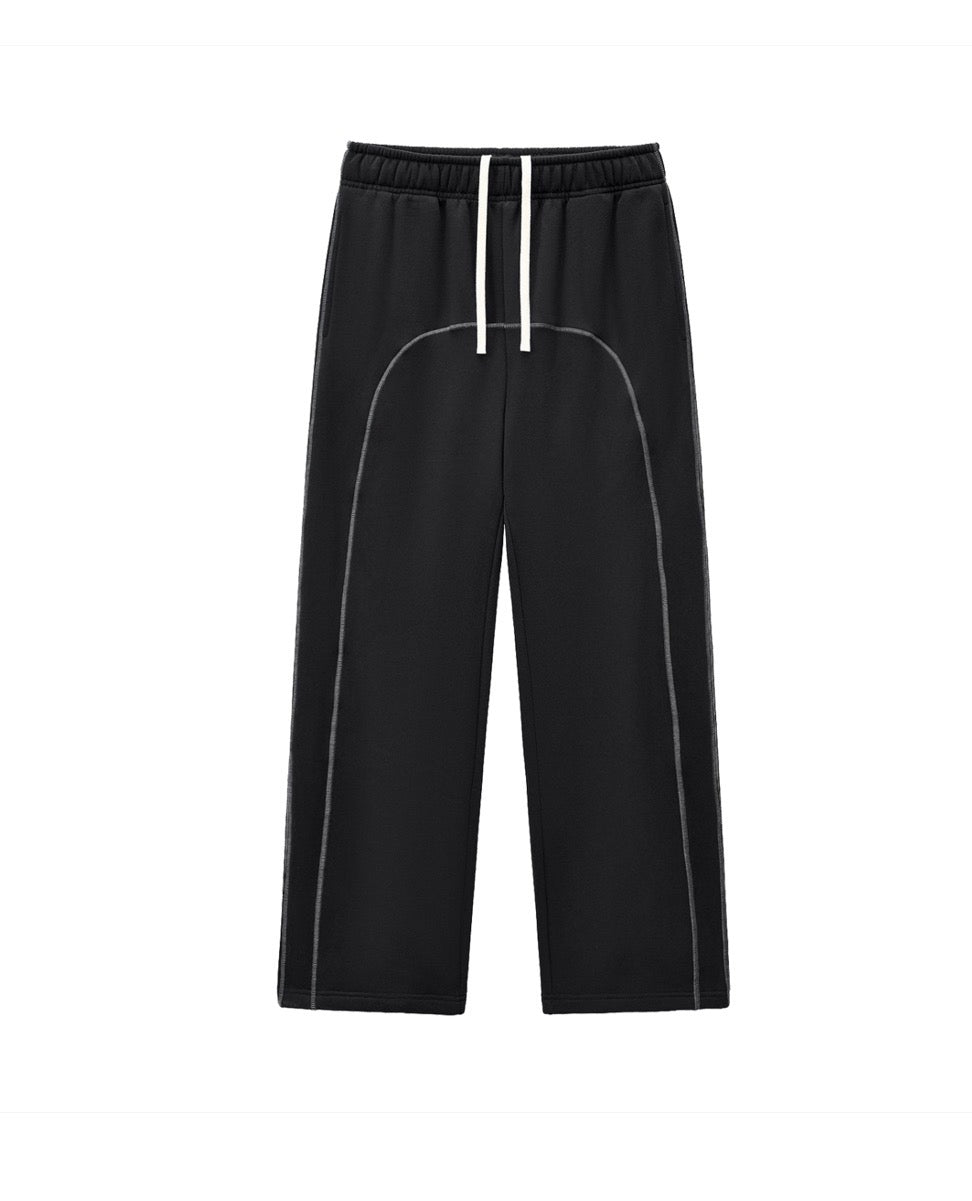 Contrast stitch straight leg joggers [black]