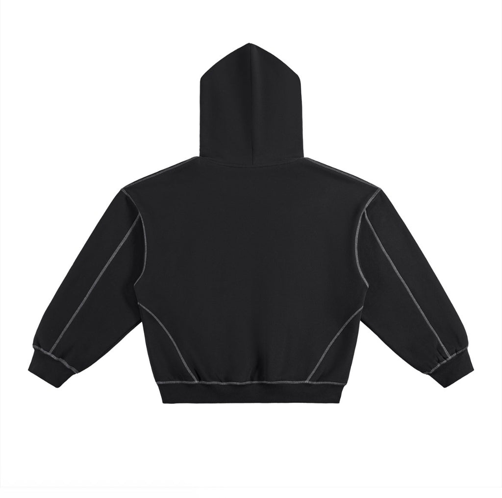 Contrast-stitched boxy fit hoodie