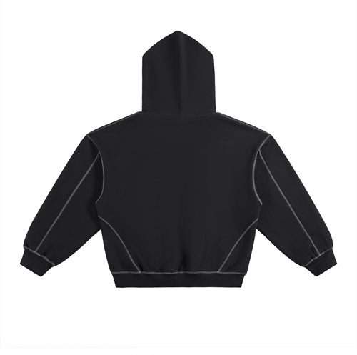 Contrast-stitched boxy fit hoodie